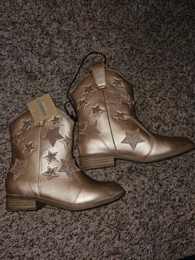 Kids Metallic Star Embellished Western Booties